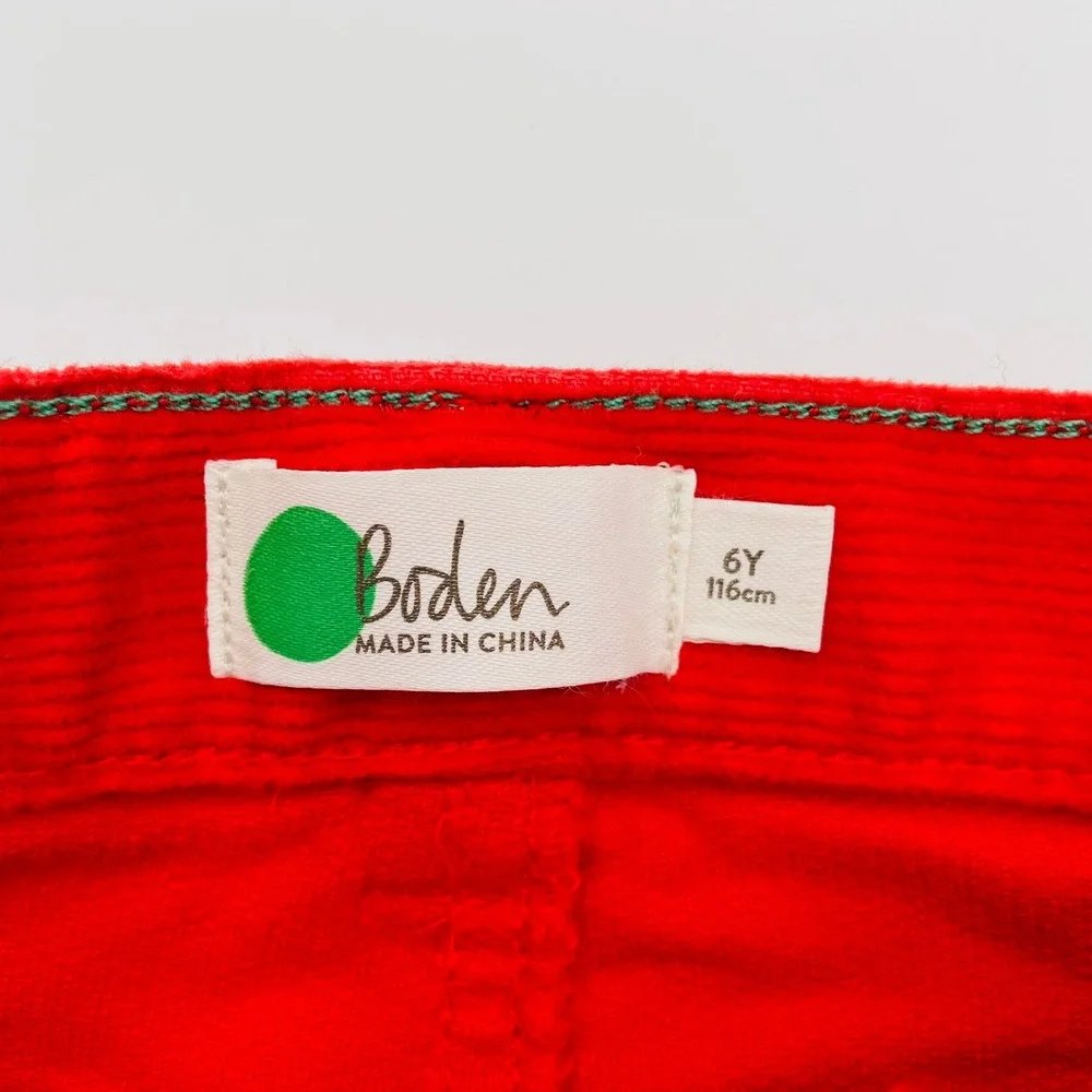 Boden‎ Kids 6/116cm Red/Orange Corduroy Pants Adjustable Waist Casual School EUC